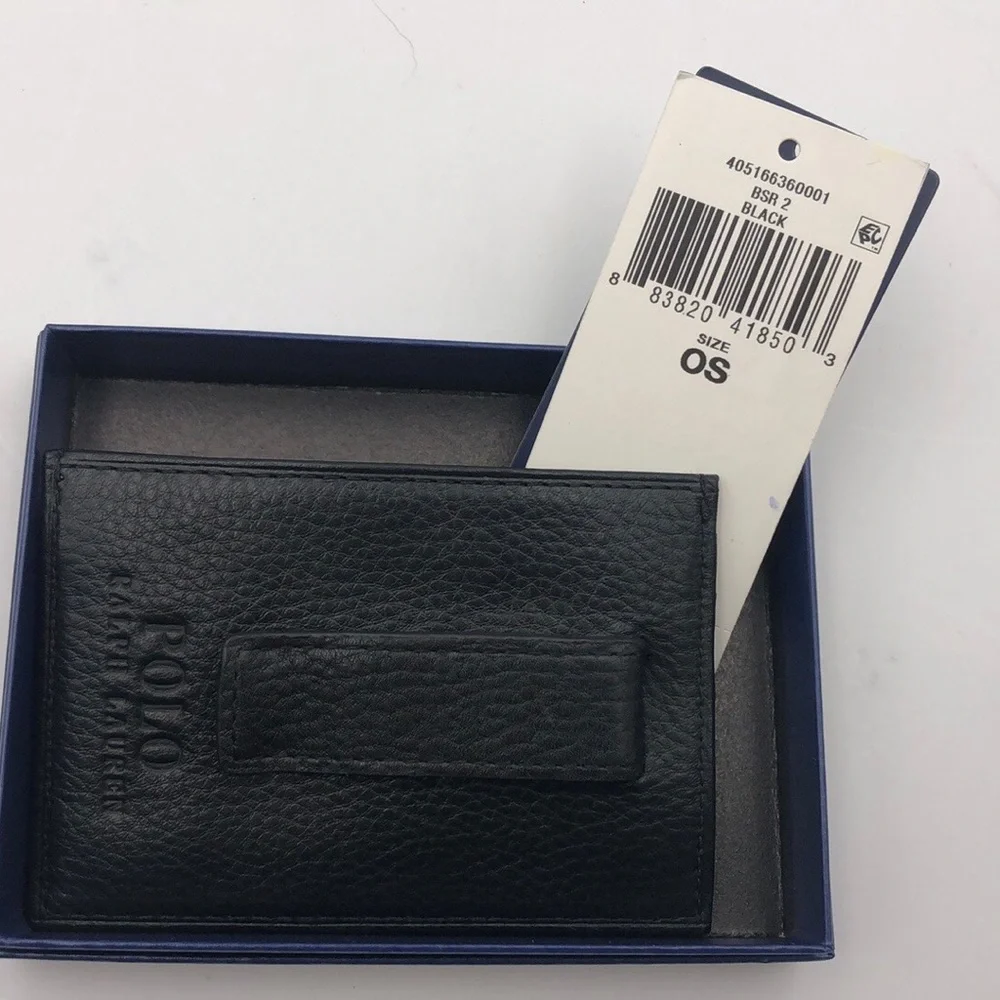 Polo Ralph Lauren Pebbled Card Case with Money Clip